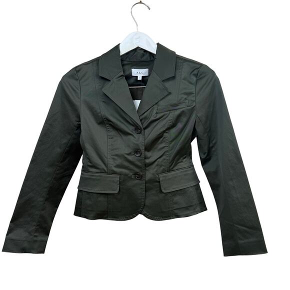 A.L.C. Fallon Green Crop Blazer Jacket Sz 0 - Picture 6 of 9